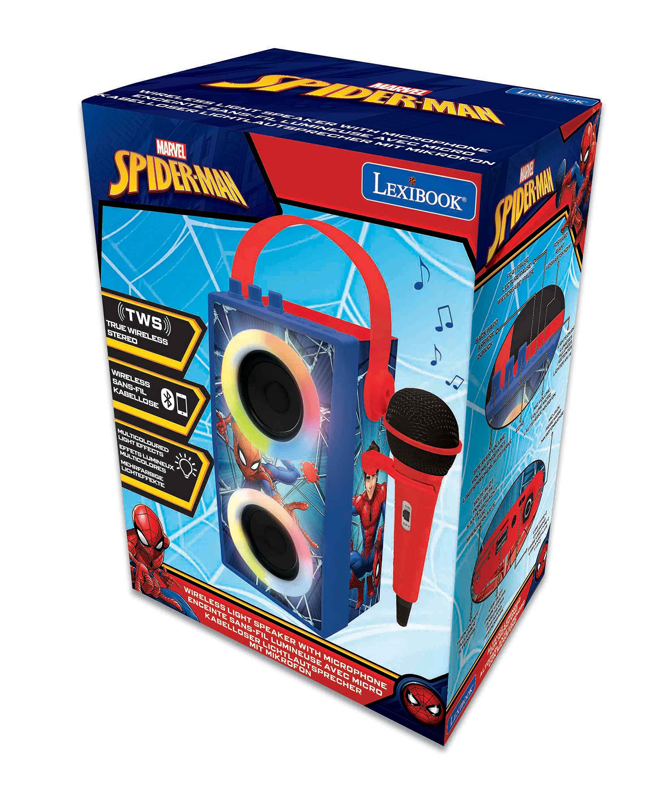 LEXIBOOK, Spider-Man, Altavoz Bluetooth Portátil con Micrófono